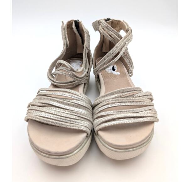 Eileen Fisher Shae Strappy Sandal Women's Back Zip Platinum Size US5 EU36 - Picture 2 of 9